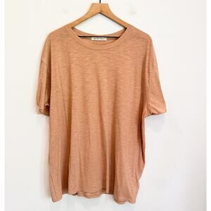 Free People Crew Neck Short Sleeve Top Pink Size L